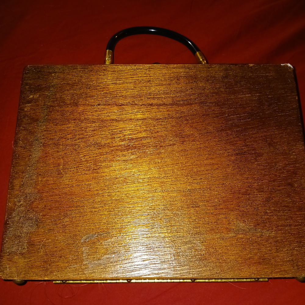 Vintage 1960s Butterfly Embellished Wooden  Cigar Box Purse/ Enid Collins Style - Picture 4 of 16